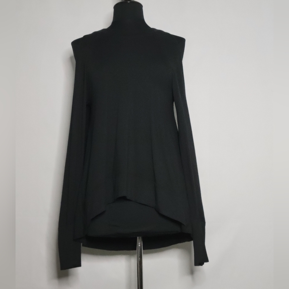 Donna Karan Vintage Black Cold Shoulder Tunic Scoop Neck